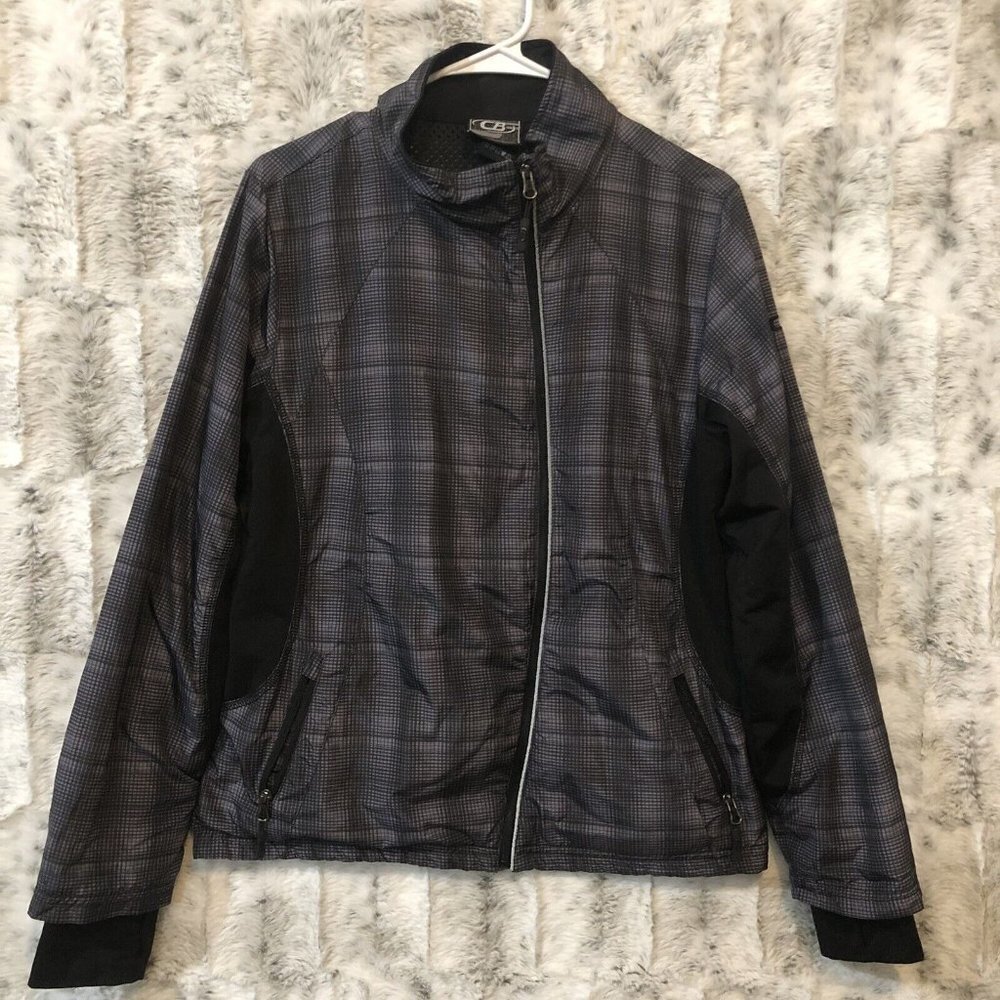CB SPORTS Womens Jacket Size Large Black/Purple Thumb Holes